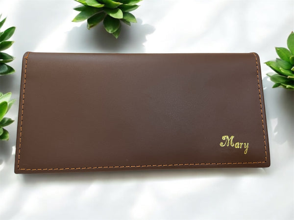 Elegant Brown Long leather Bi-Fold Wallet