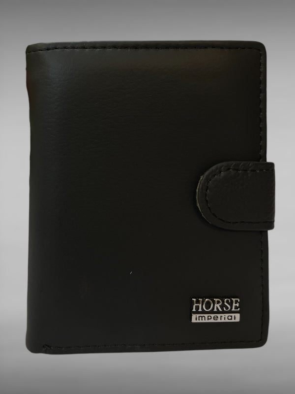 Imperial Horse Men's Bi-Fold Leather Wallet with Button Closure