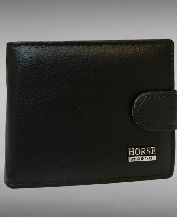 Men's Leather Wallet with Button Closure