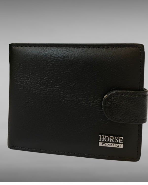 Men's Leather Wallet with Button Closure