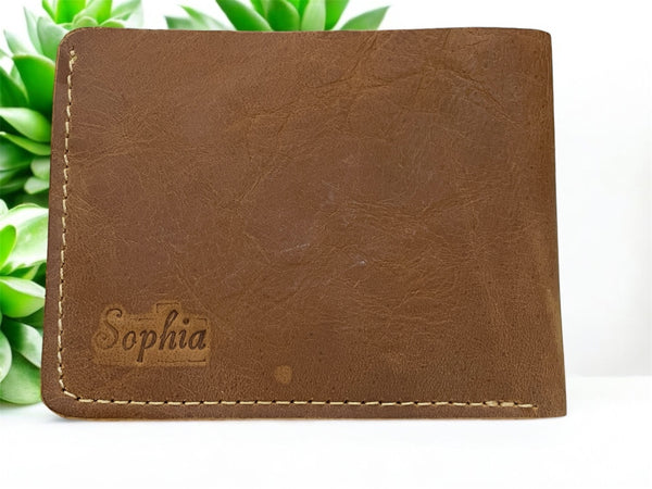 Brown Leather Bi-Fold Wallet
