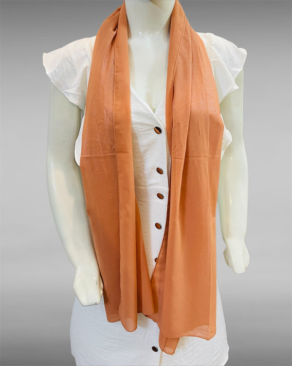 Rust Orange Shimmer Chiffon Scarf