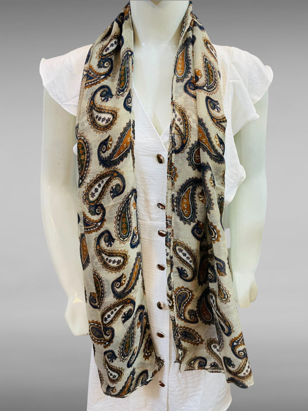 Paisley Print Voile Scarf