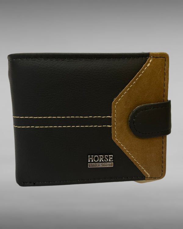 Men's Bi-Fold Leather Wallet with Button Closure