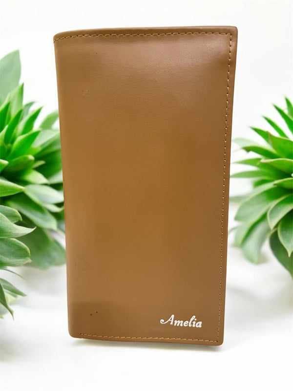 Brown A.Leather Wallet -custom  name “Amelia”