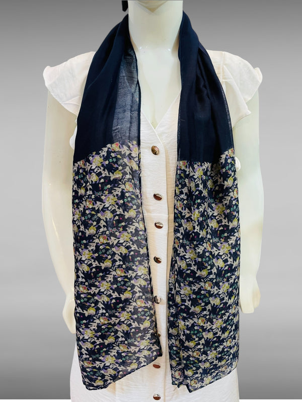 Floral Contrast Voile Scarf