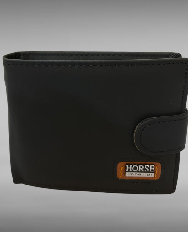 Men's Classic Leather Wallet with Button Strap