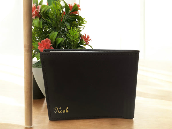Black A.leather Bi-Fold-Custom Name “Noah”