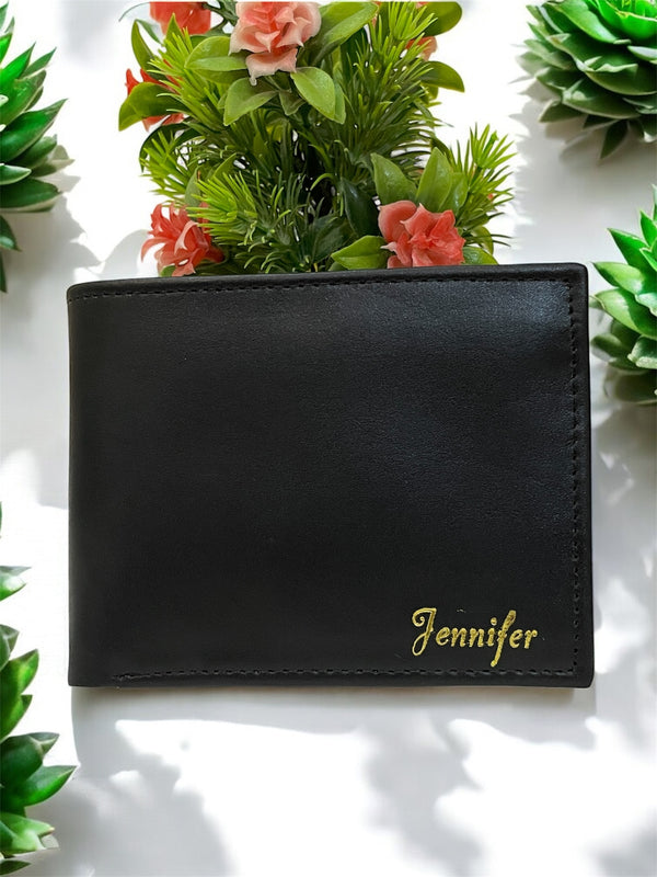 Black Leather Bi-Fold wallet-Custom Name “Jennifer”
