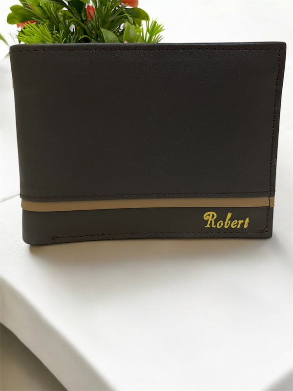Personalized Black leather Bi-Fold Wallet
