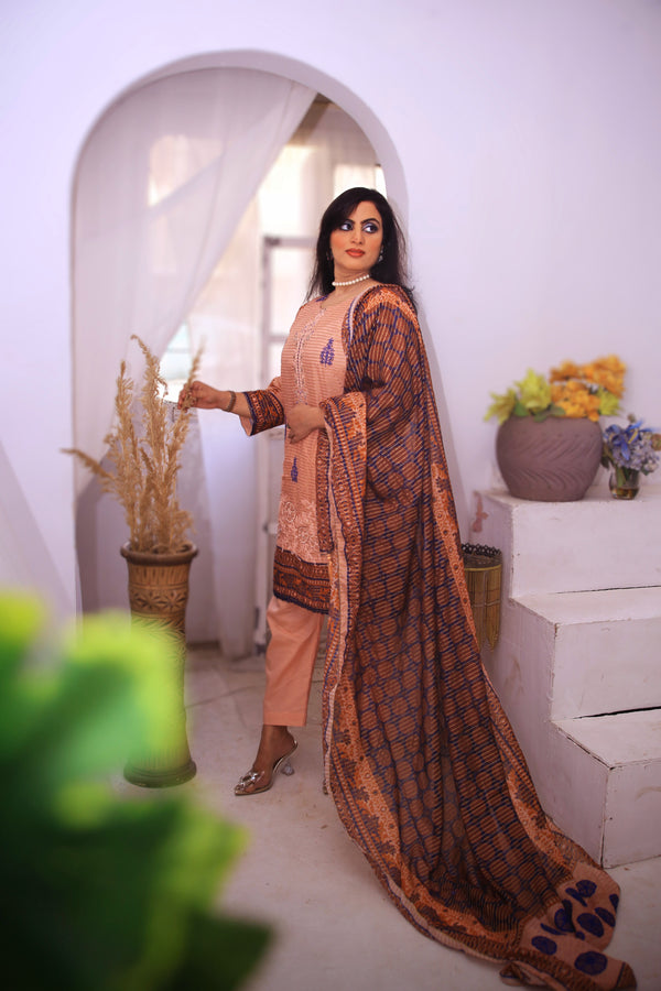 StyleOMania 3Pc Embroidered Suit