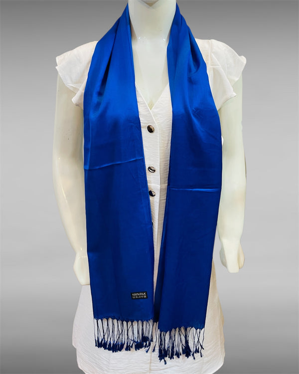 100% Silk Two-Tone Scarf with Tassels