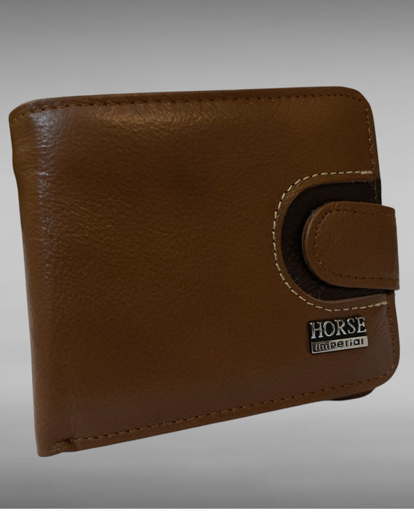 Men's Dark brown Leather Wallet with Button Closure