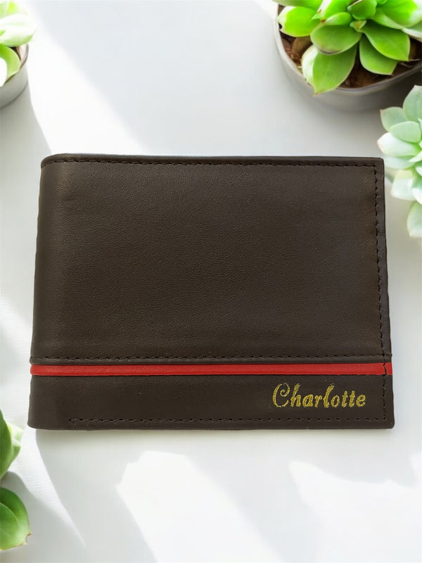 Personalized Black Leather Bi-Fold Wallet